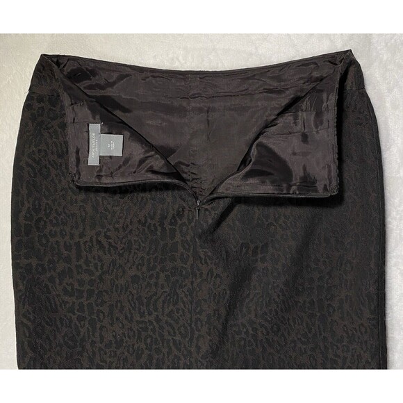 Ann Taylor Leopard Print Pencil Skirt Wool Blend Brown Women's Petites Sz 4P - Picture 5 of 8